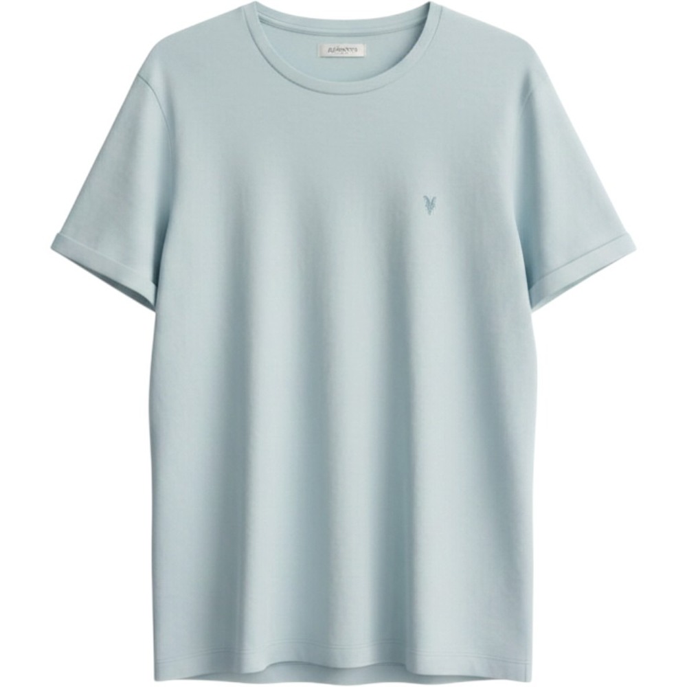 AllSaints Nic Tonic Crew T-Shirt Mens Large Light Blue Ramskull Cotton READ